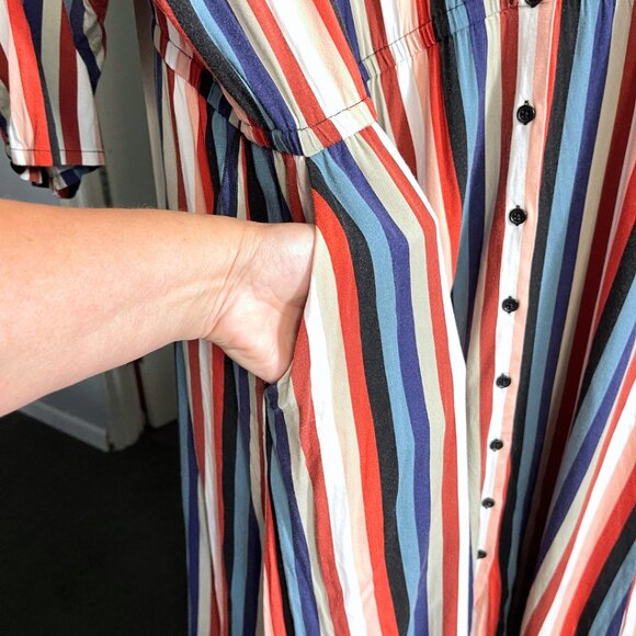 Torrid Button Front Challis Shirt Dress Size 5X Striped Business Casual Office - Picture 7 of 15